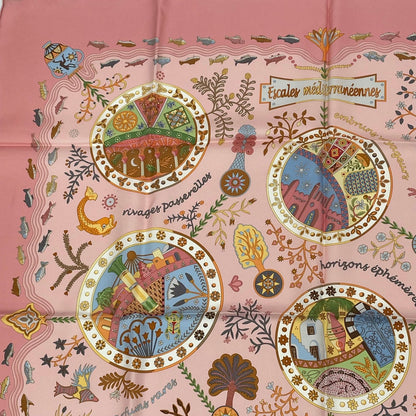 Hermes Carre 90 Escales Mediterraneennes Mediterranean Port Town Scarf Silk — view 5