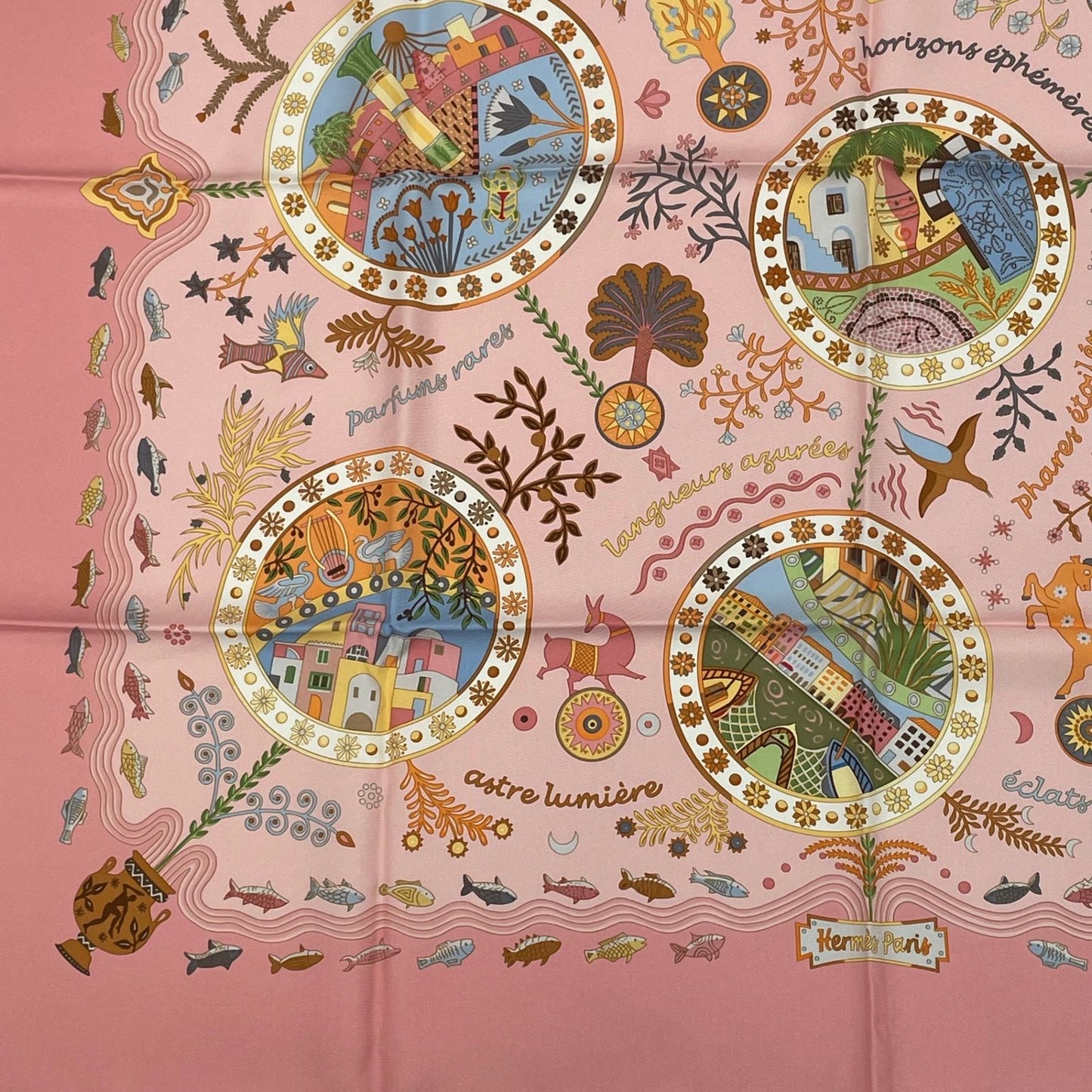Hermes Carre 90 Escales Mediterraneennes Mediterranean Port Town Scarf Silk — view 2