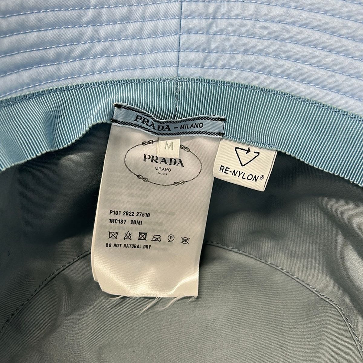 Prada Hat M Re-Nylon Bucket Hat Light Blue — view 5