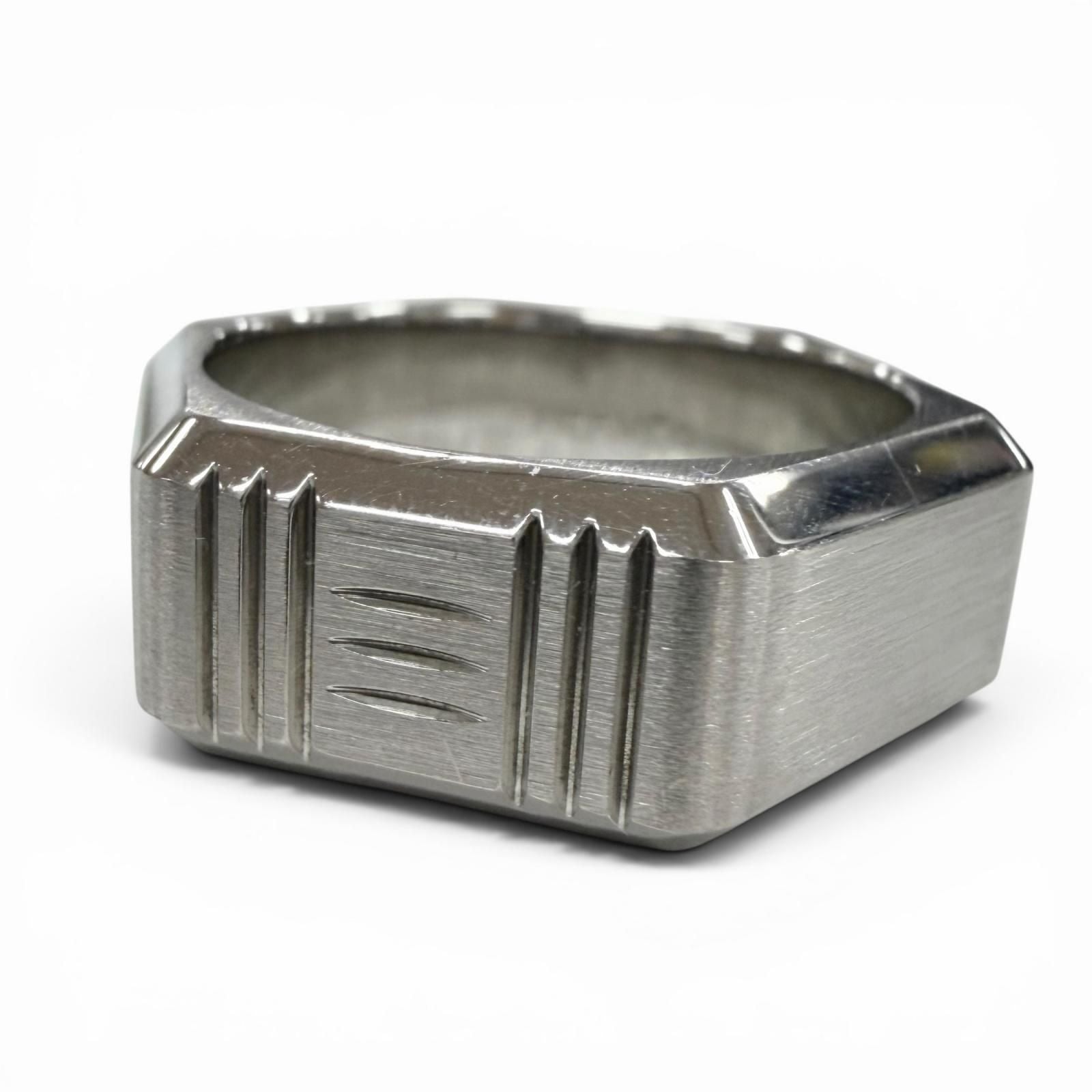 Hermes Stainless Steel Tool Box Ring Silver