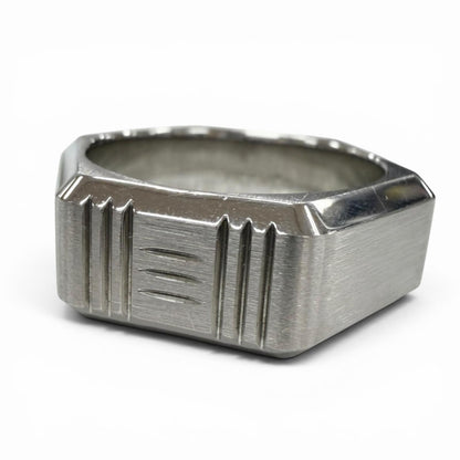 Hermes Stainless Steel Tool Box Ring Silver