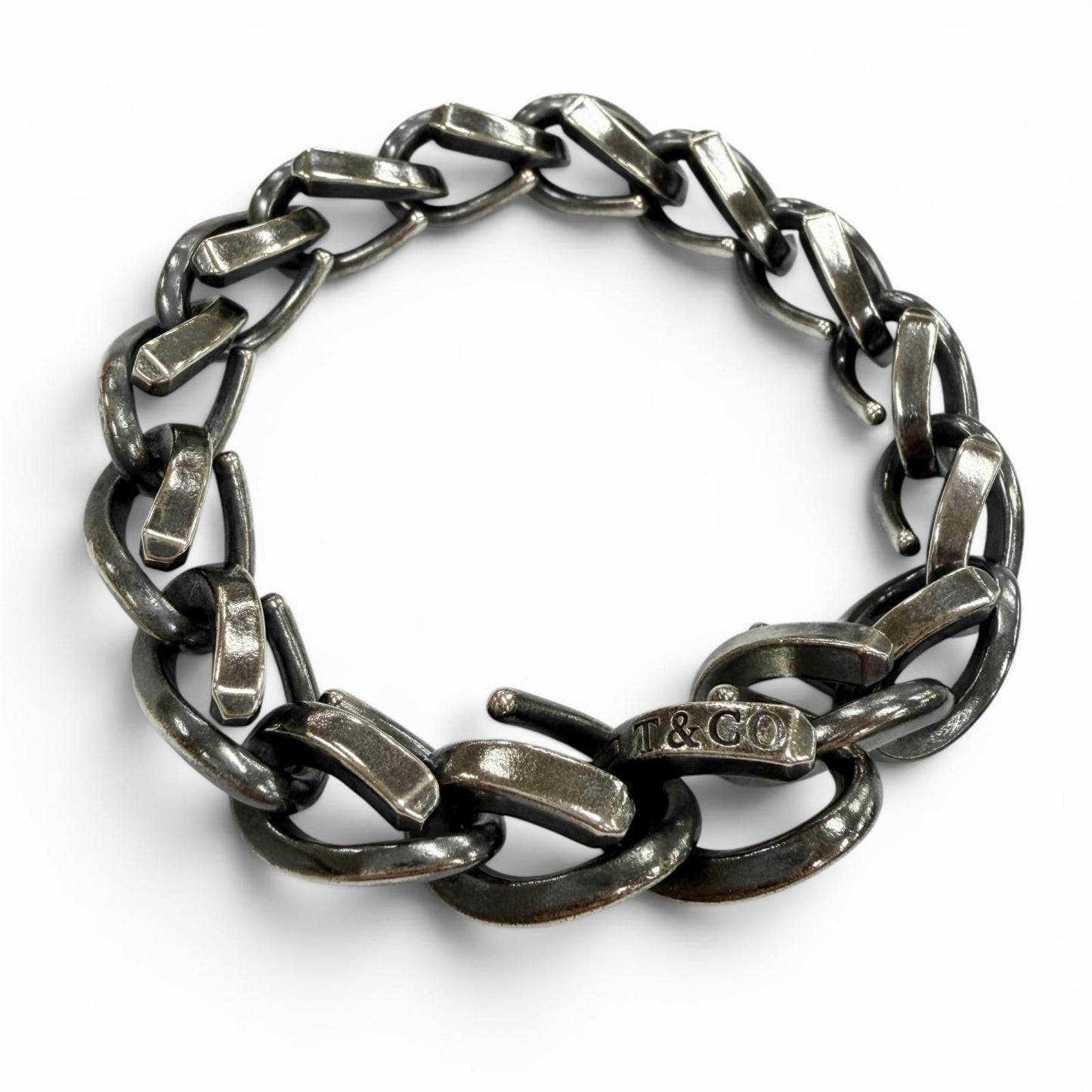 Tiffany & Co Forge Bracelet Large Link Smoked Polished Silver 18