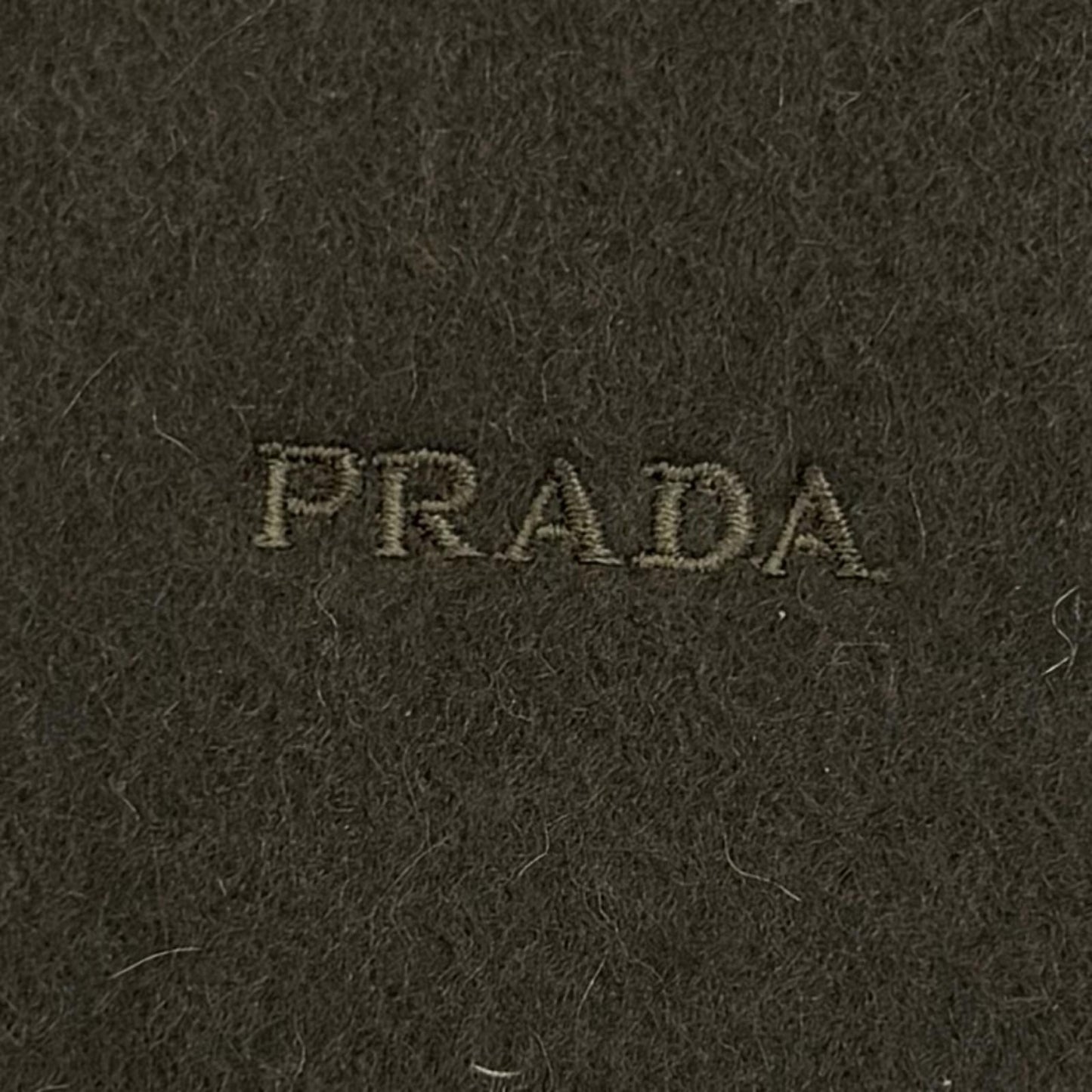 Prada Wool Cashmere Blend Logo Embroidered Fabric with Fringe Scarf Shawl Dark — view 5