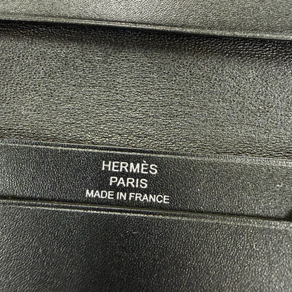 Hermes Bearn Mini Box Calf Silver Card Case Business Holder Black — view 8