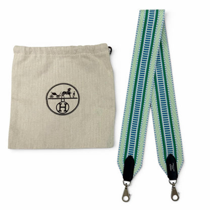 Hermes Bandouliere Sangle Caval Toile Ash Veau Vert Pale Fizz Black Silver — view 2