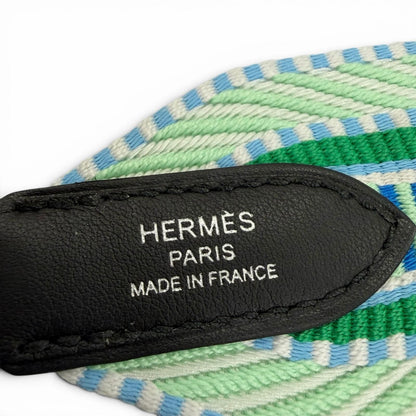 Hermes Bandouliere Sangle Caval Toile Ash Veau Vert Pale Fizz Black Silver — view 6