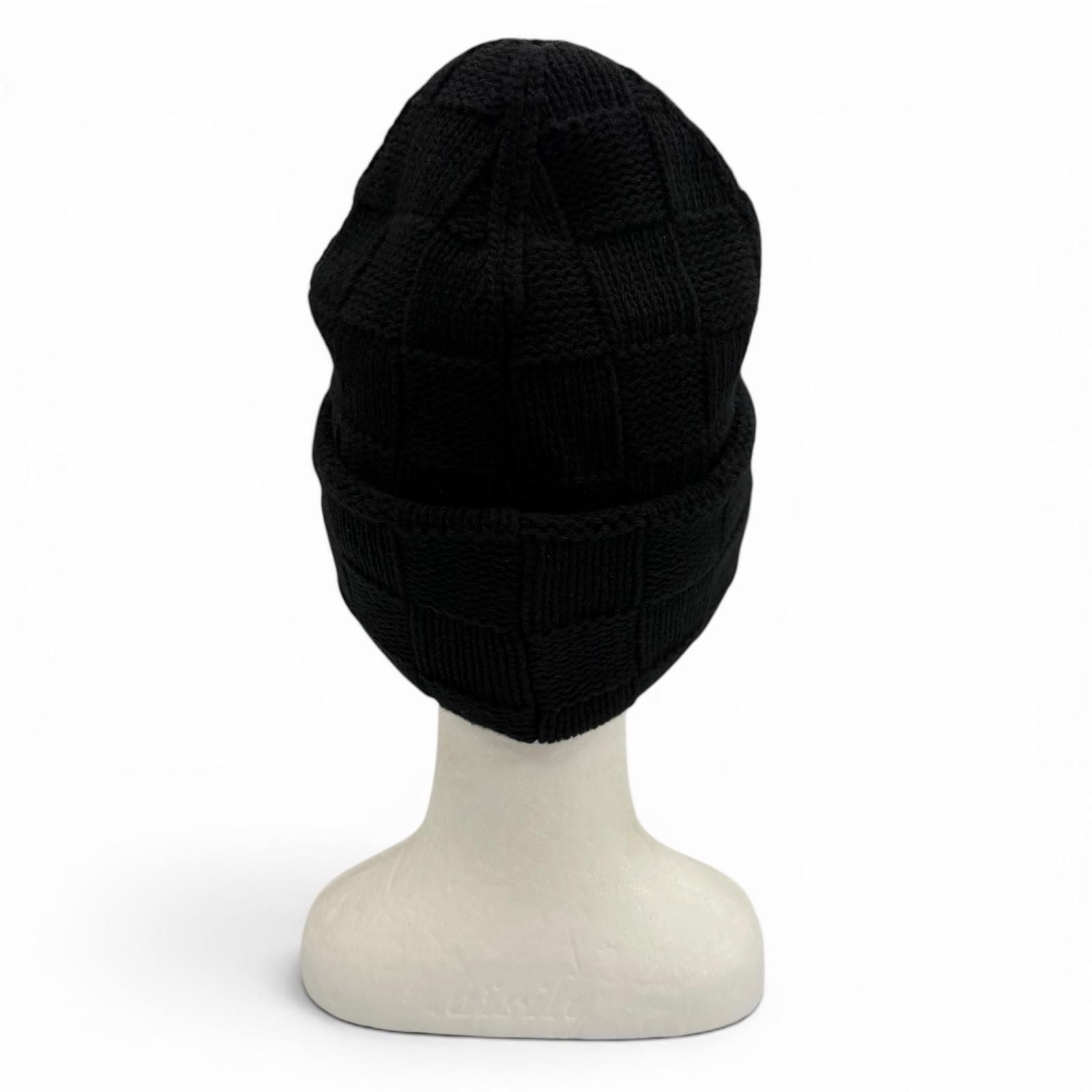 Louis Vuitton Wool Damier Pearl Beanie Hat Knit Cap Black — view 4