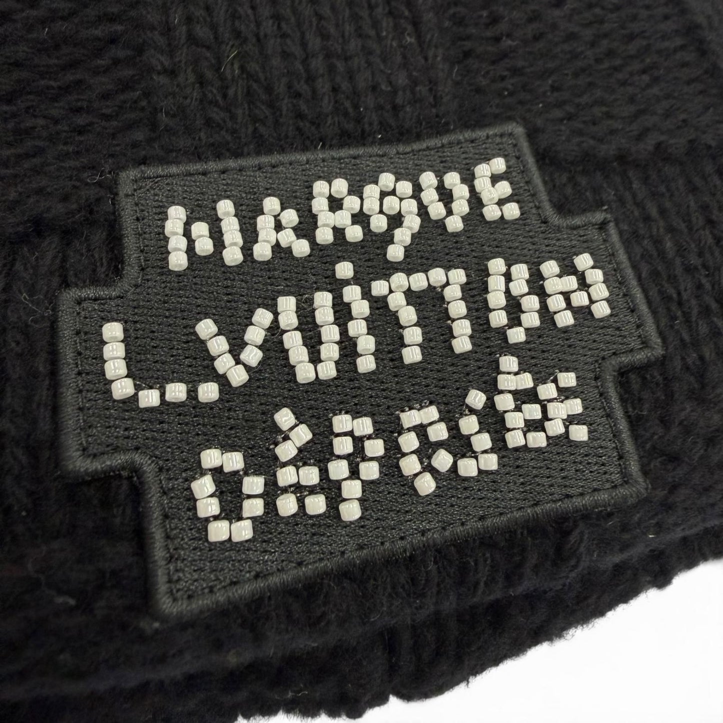 Louis Vuitton Wool Damier Pearl Beanie Hat Knit Cap Black — view 7