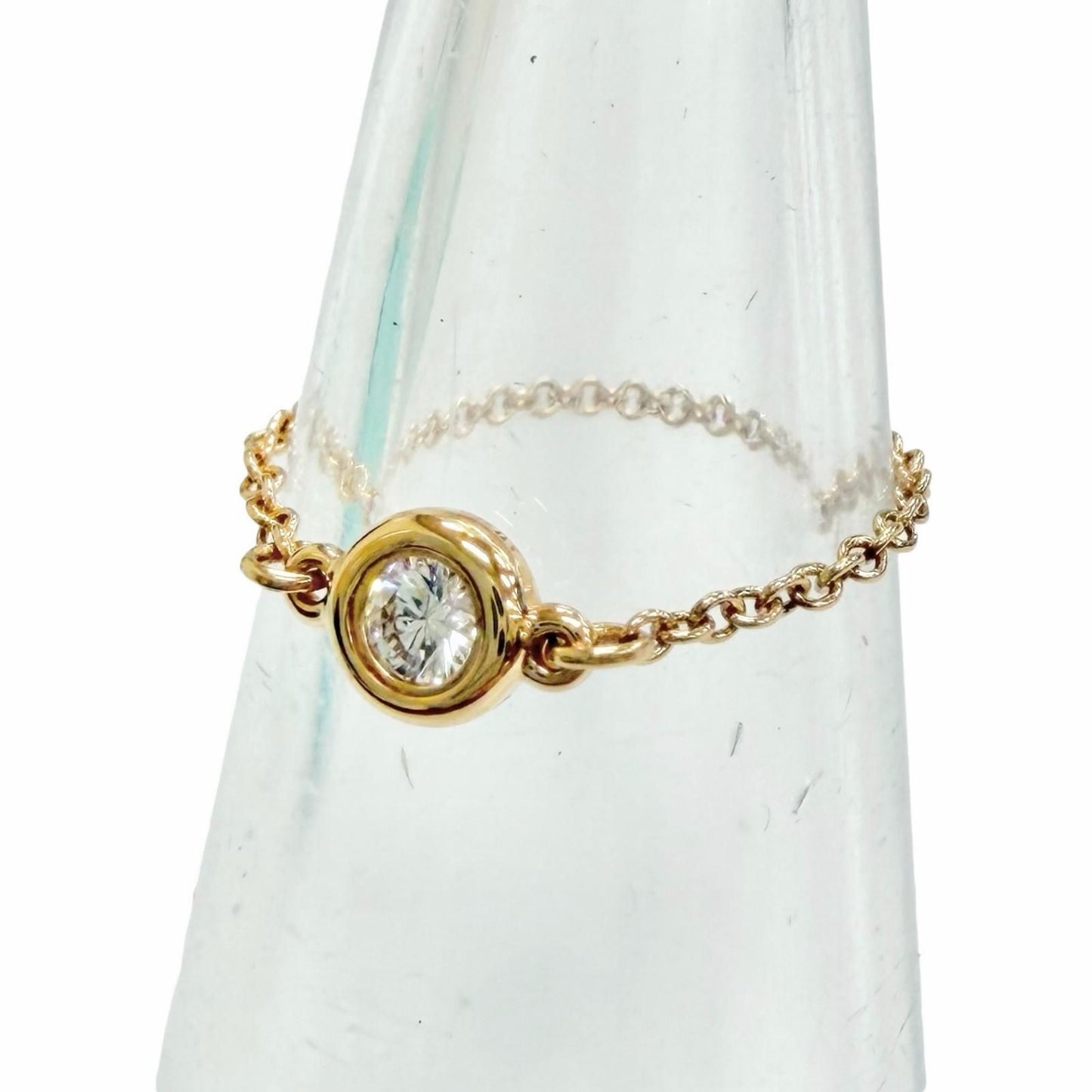 Tiffany & Co by the Yard Chain Ring 18k Gold Diamond Diameter .55 Pink Jp7