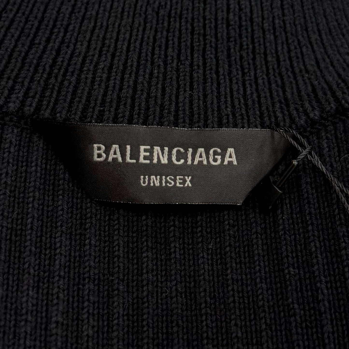 Balenciaga Cotton 100% Logo Patch Zip Up Knit Jacket Black XS Hanger — view 8