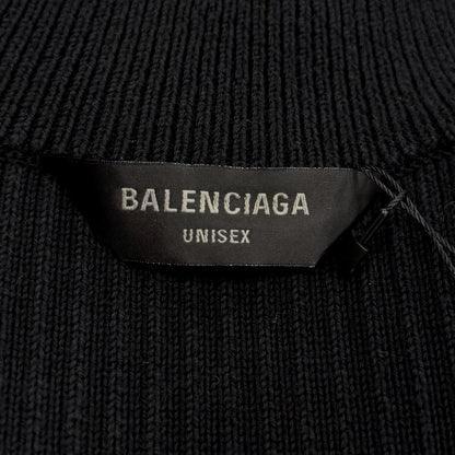 Balenciaga Cotton 100% Logo Patch Zip Up Knit Jacket Black XS Hanger — view 8
