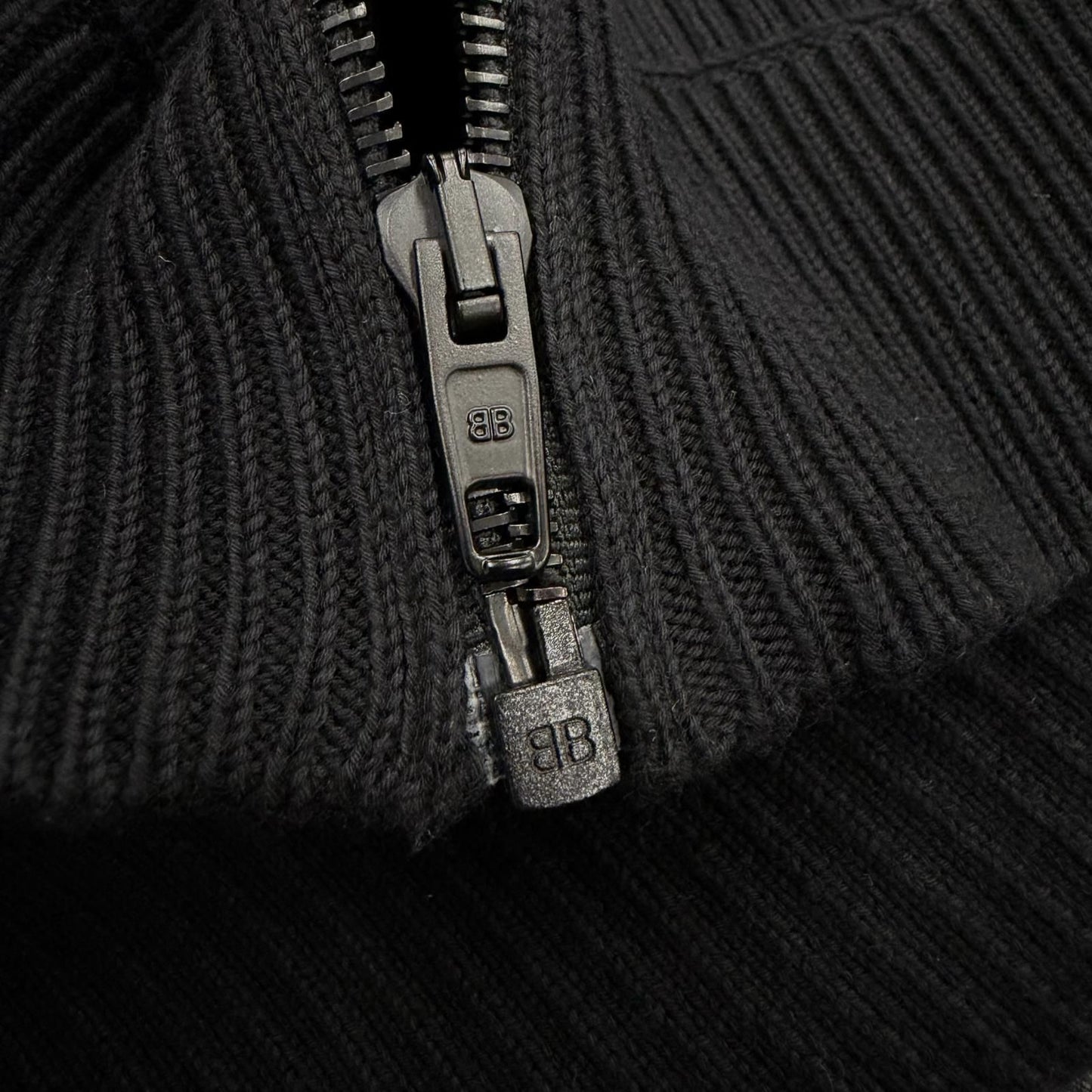 Balenciaga Cotton 100% Logo Patch Zip Up Knit Jacket Black XS Hanger — view 6
