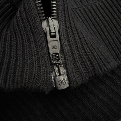 Balenciaga Cotton 100% Logo Patch Zip Up Knit Jacket Black XS Hanger — view 6
