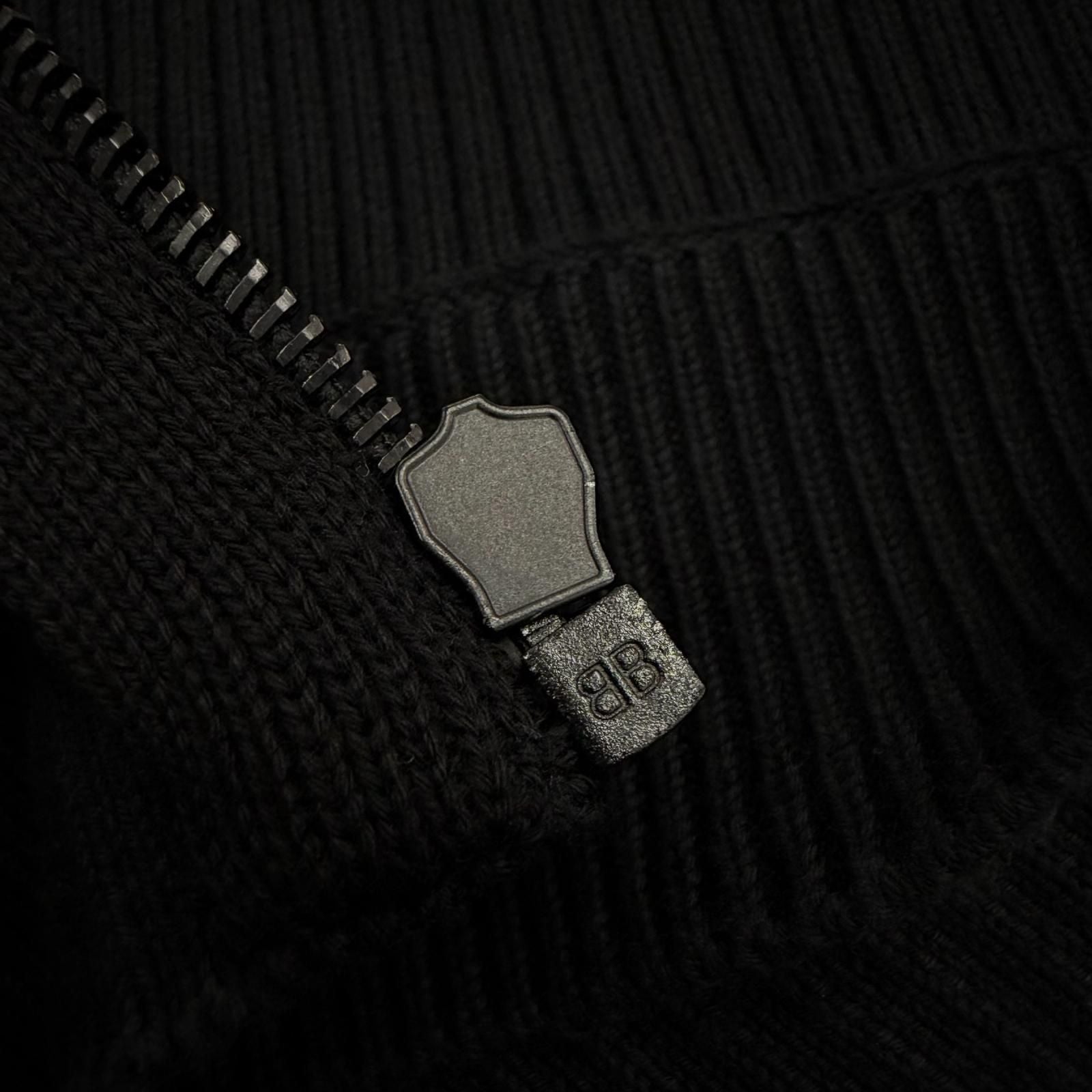 Balenciaga Cotton 100% Logo Patch Zip Up Knit Jacket Black XS Hanger — view 7