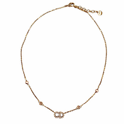 Dior Clair D Lune Necklace de Rhinestone Faux Pearl Pink Gold — view 3