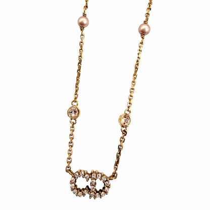 Dior Clair D Lune Necklace de Rhinestone Faux Pearl Pink Gold — view 5