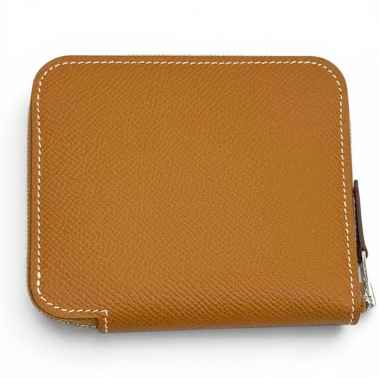 Hermes Compact Silk in Gold Veau Zip Around Coin Case