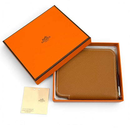 Hermes Compact Silk in Gold Veau Zip Around Coin Case — view 2