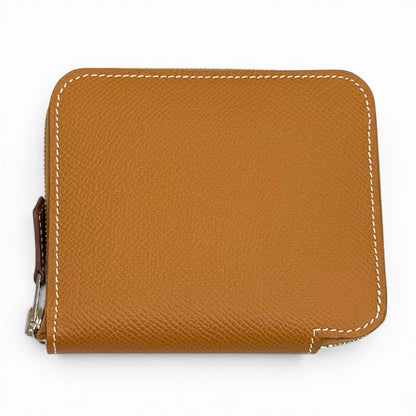 Hermes Compact Silk in Gold Veau Zip Around Coin Case — view 3