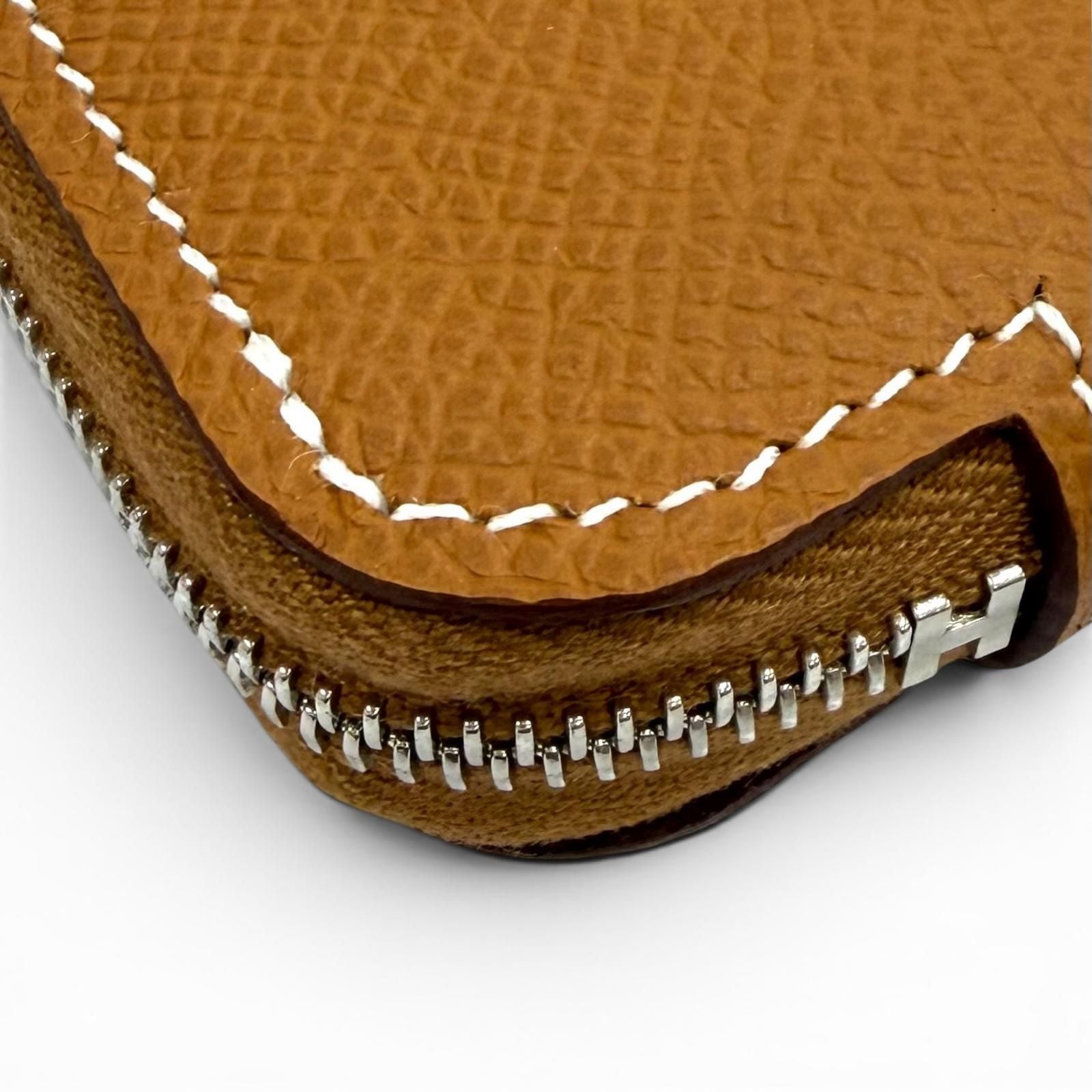 Hermes Compact Silk in Gold Veau Zip Around Coin Case — view 6