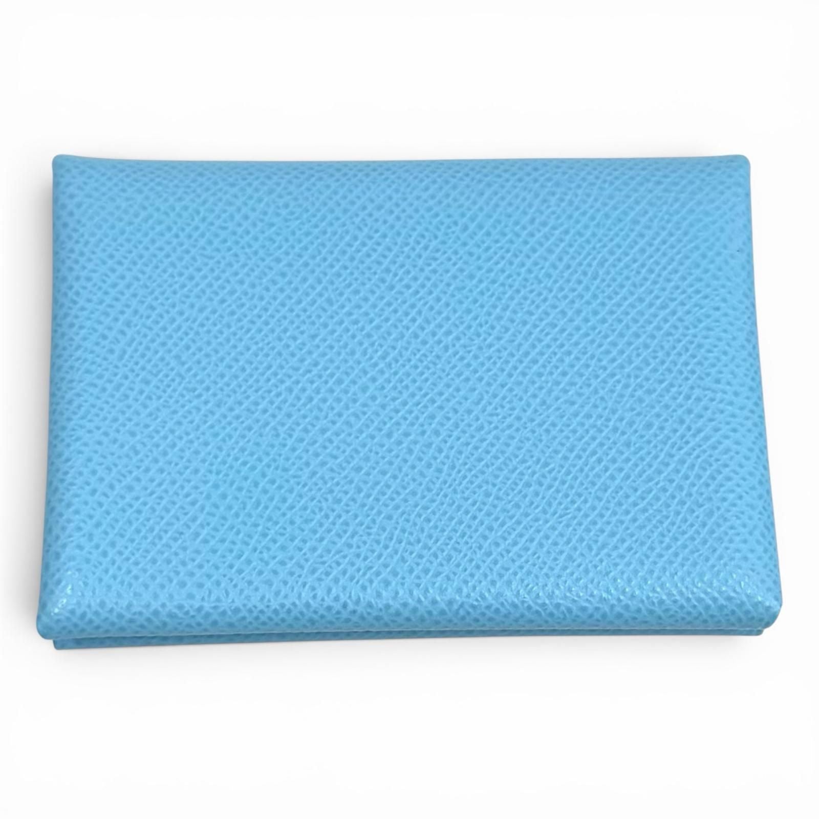 Hermes Calvi Duo Celeste Veau Epsom Series Compact Wallet Bifold