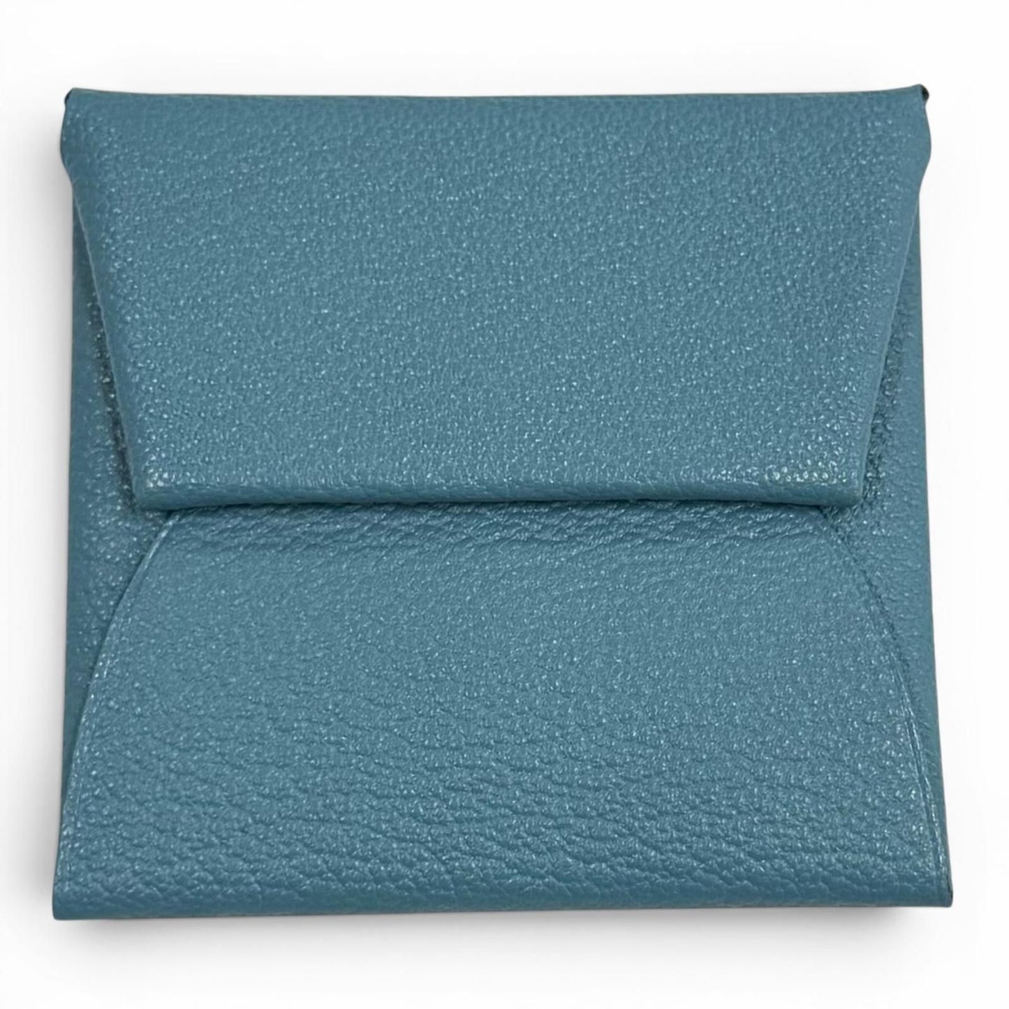 Hermes Bastia Verso New Denim Blue Havana Chevre Silver Coin Case