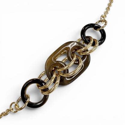 Hermes Pendant Eurydis PM Buffalo Horn Chain Necklace Brown Gold — view 6