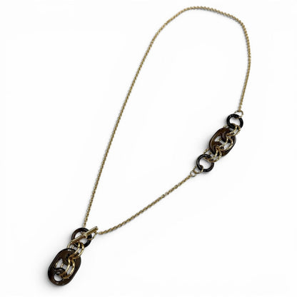 Hermes Pendant Eurydis PM Buffalo Horn Chain Necklace Brown Gold — view 4