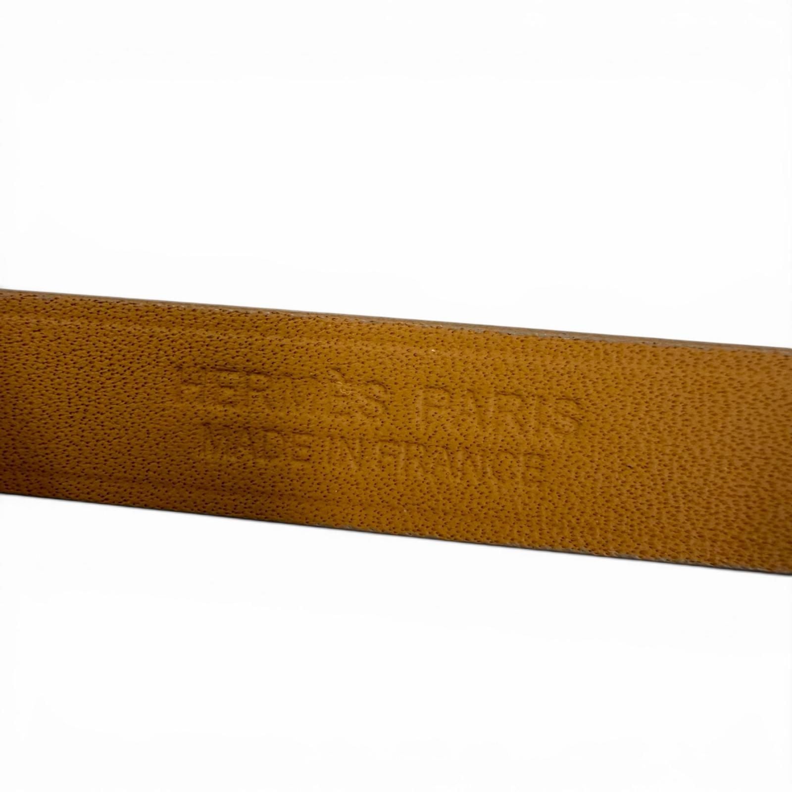 Hermes Minike Tall Double Tour Jaune Poussin Pink Gold Leather Bracelet T2 — view 7