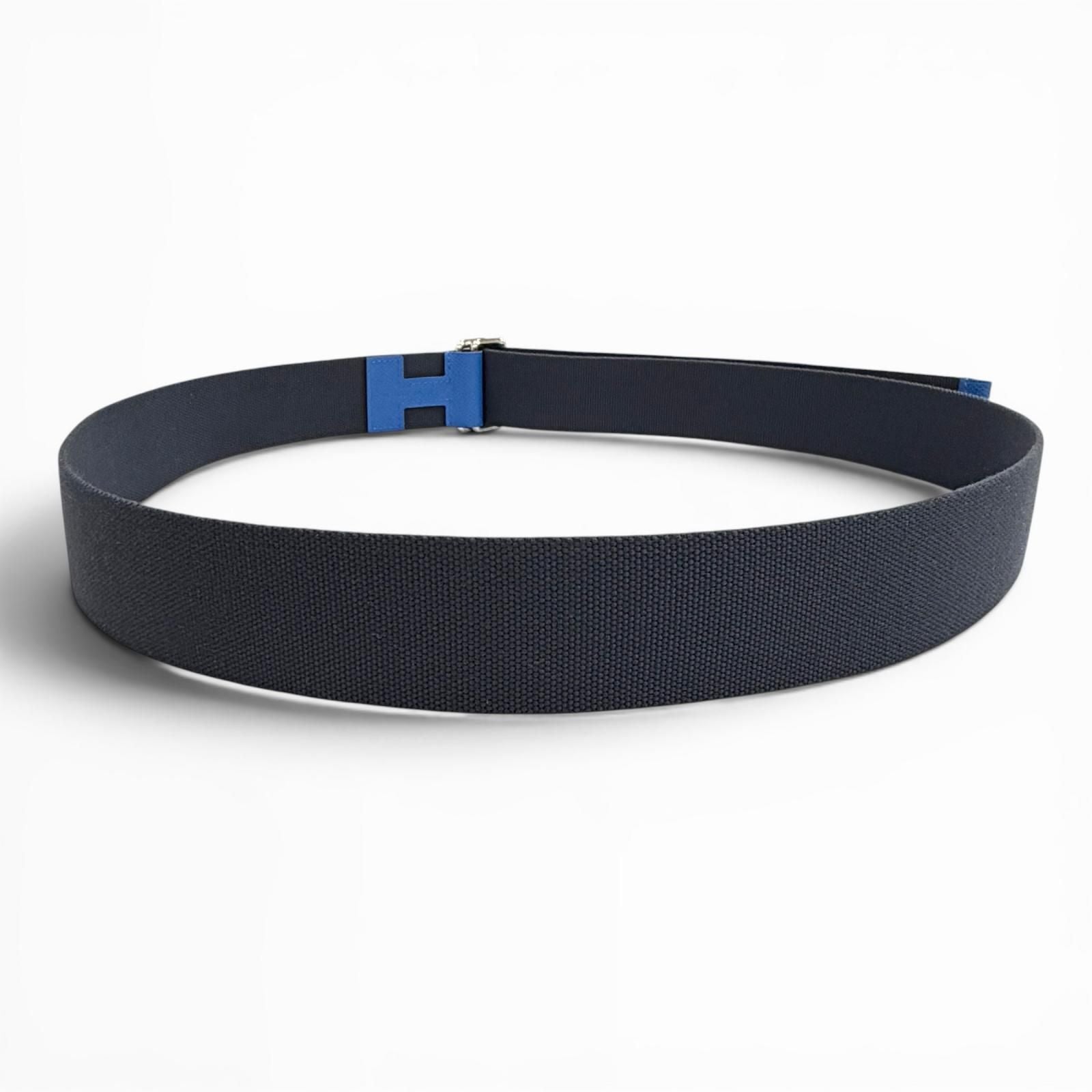 Hermes Nomad Canvas Veau Motif Belt Navy Blue — view 4