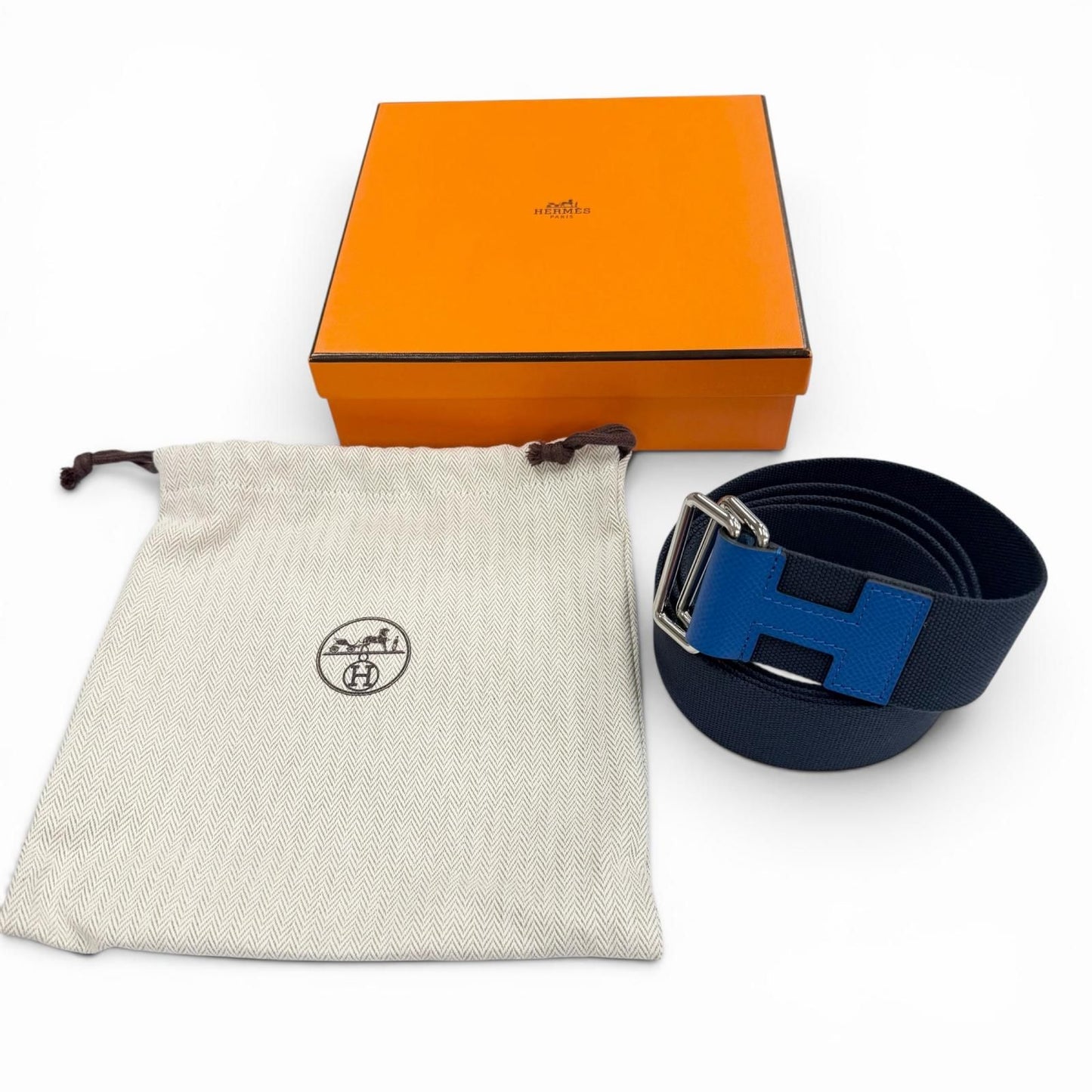 Hermes Nomad Canvas Veau Motif Belt Navy Blue — view 2