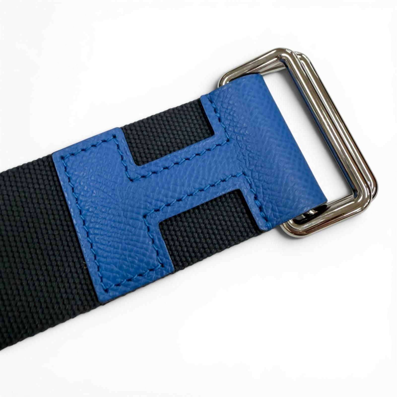 Hermes Nomad Canvas Veau Motif Belt Navy Blue — view 5