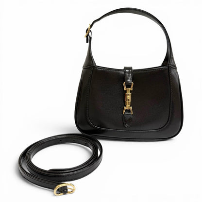 Gucci Jackie Mini Shoulder Bag Leather 2-Way Black Gold