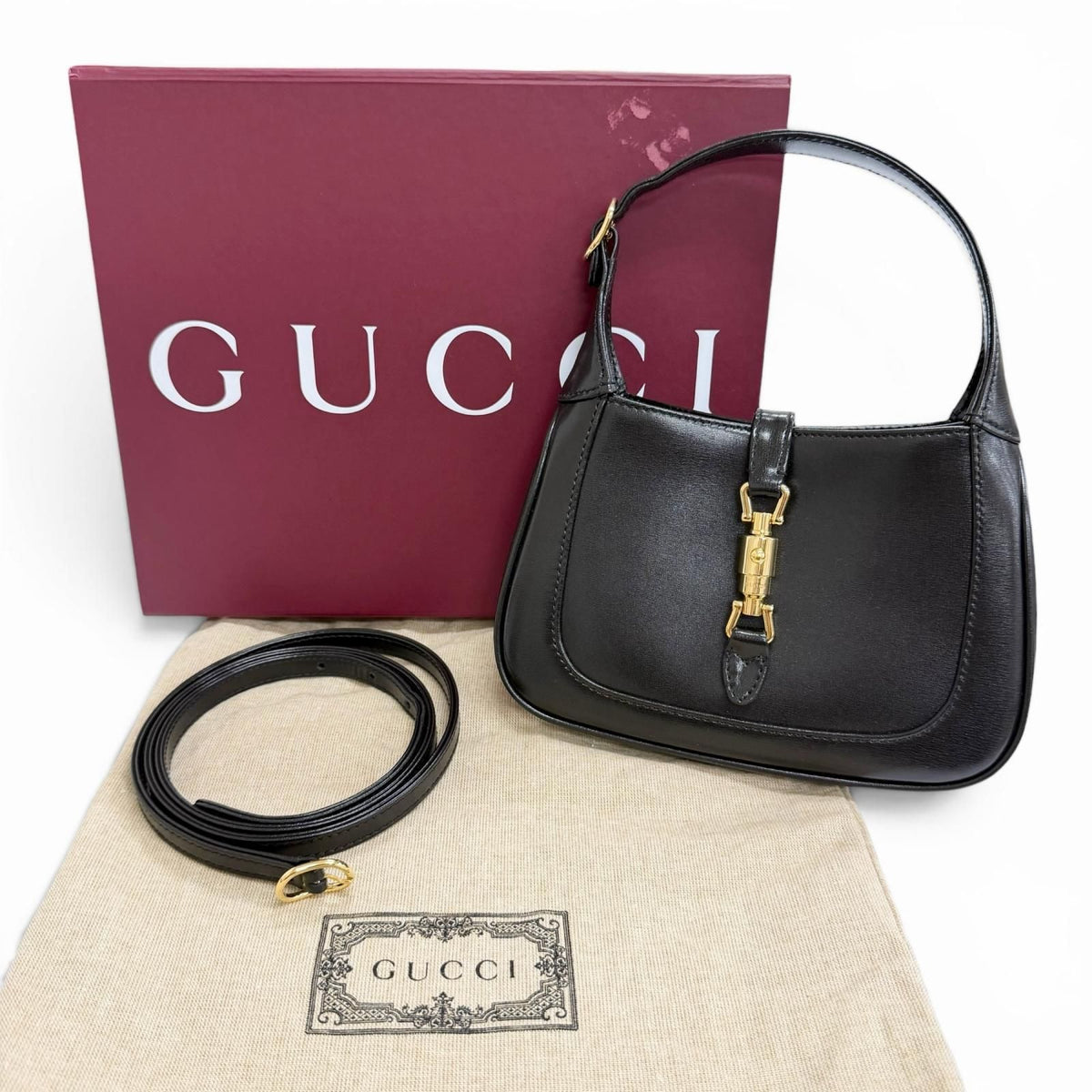 Gucci Jackie Mini Shoulder Bag Leather 2-Way Black Gold — view 2