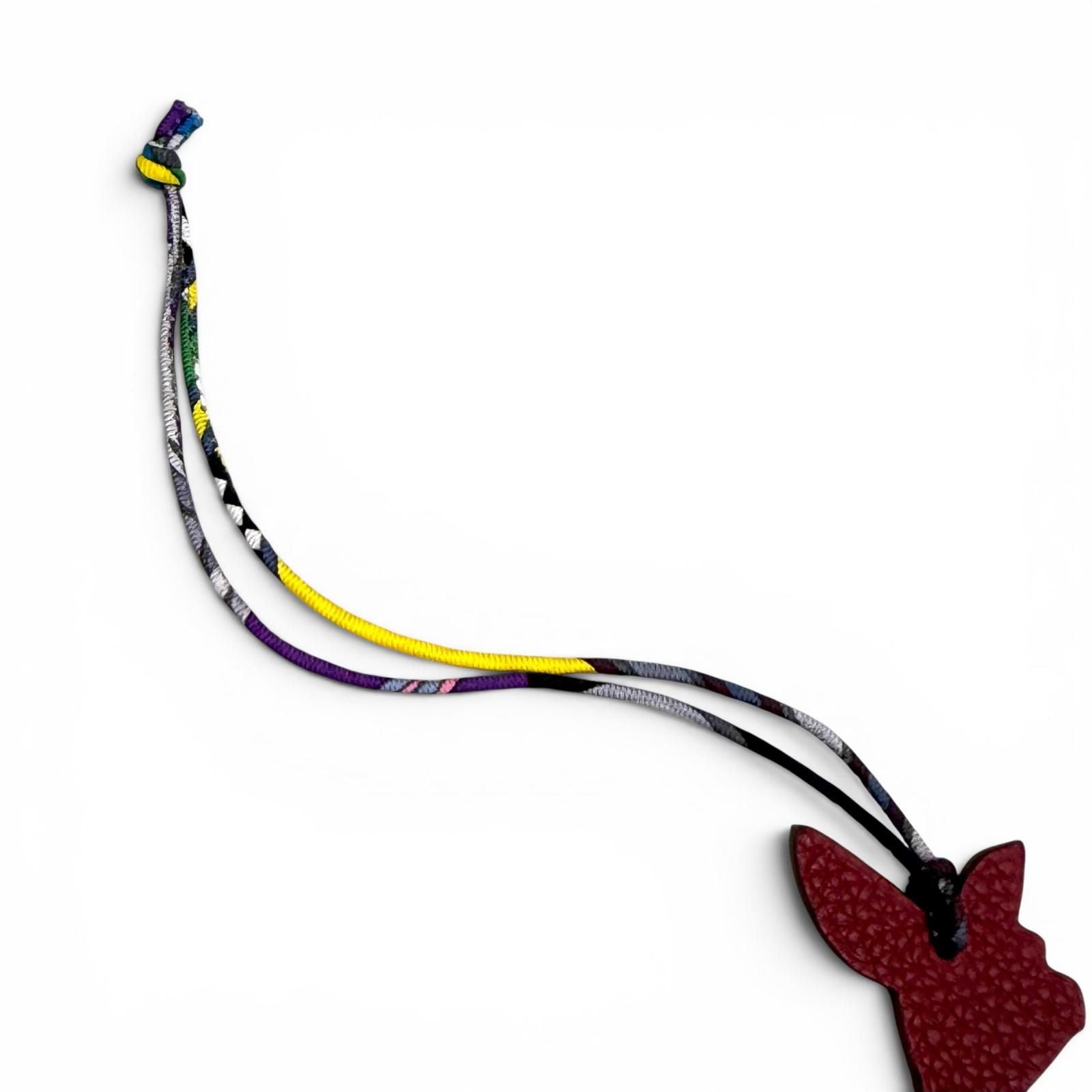 Hermes Petit Ash GM Bambi Bordeaux Khaki Leather Bag Charm — view 7