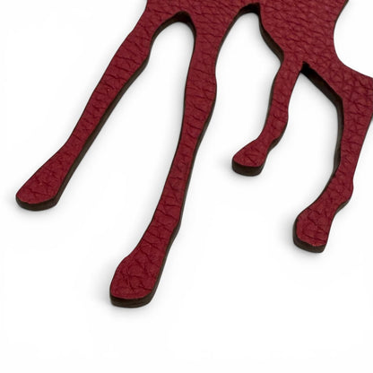 Hermes Petit Ash GM Bambi Bordeaux Khaki Leather Bag Charm — view 6