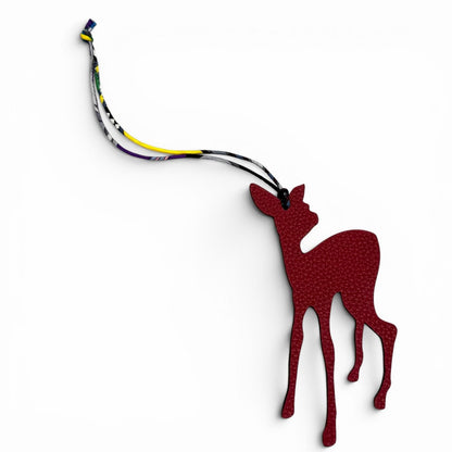 Hermes Petit Ash GM Bambi Bordeaux Khaki Leather Bag Charm — view 5