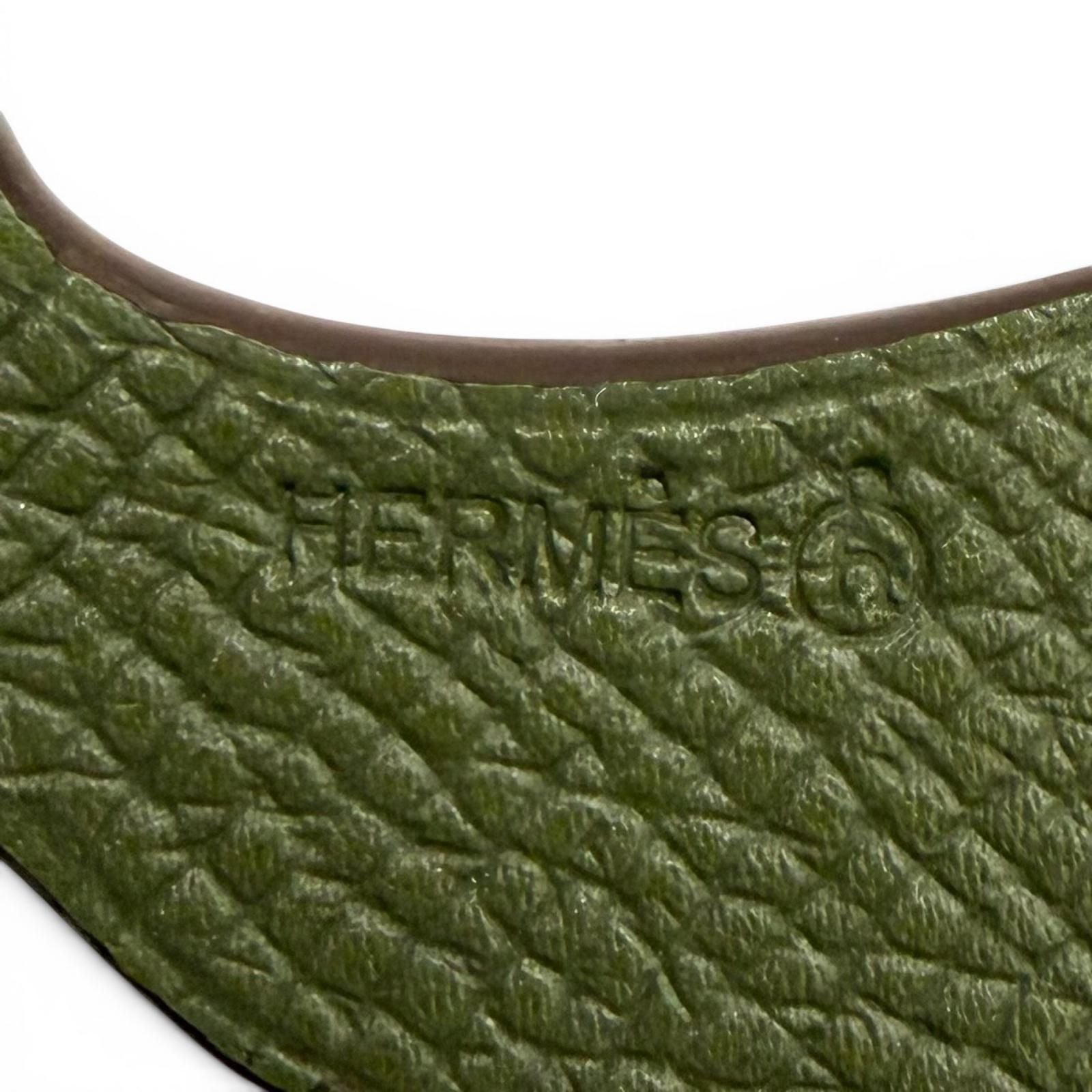 Hermes Petit Ash GM Bambi Bordeaux Khaki Leather Bag Charm — view 8