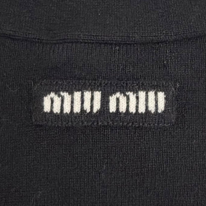 Miu Miu Cashmere Gold Button Neck Long Sleeve Knit Cardigan Black White 38 — view 6