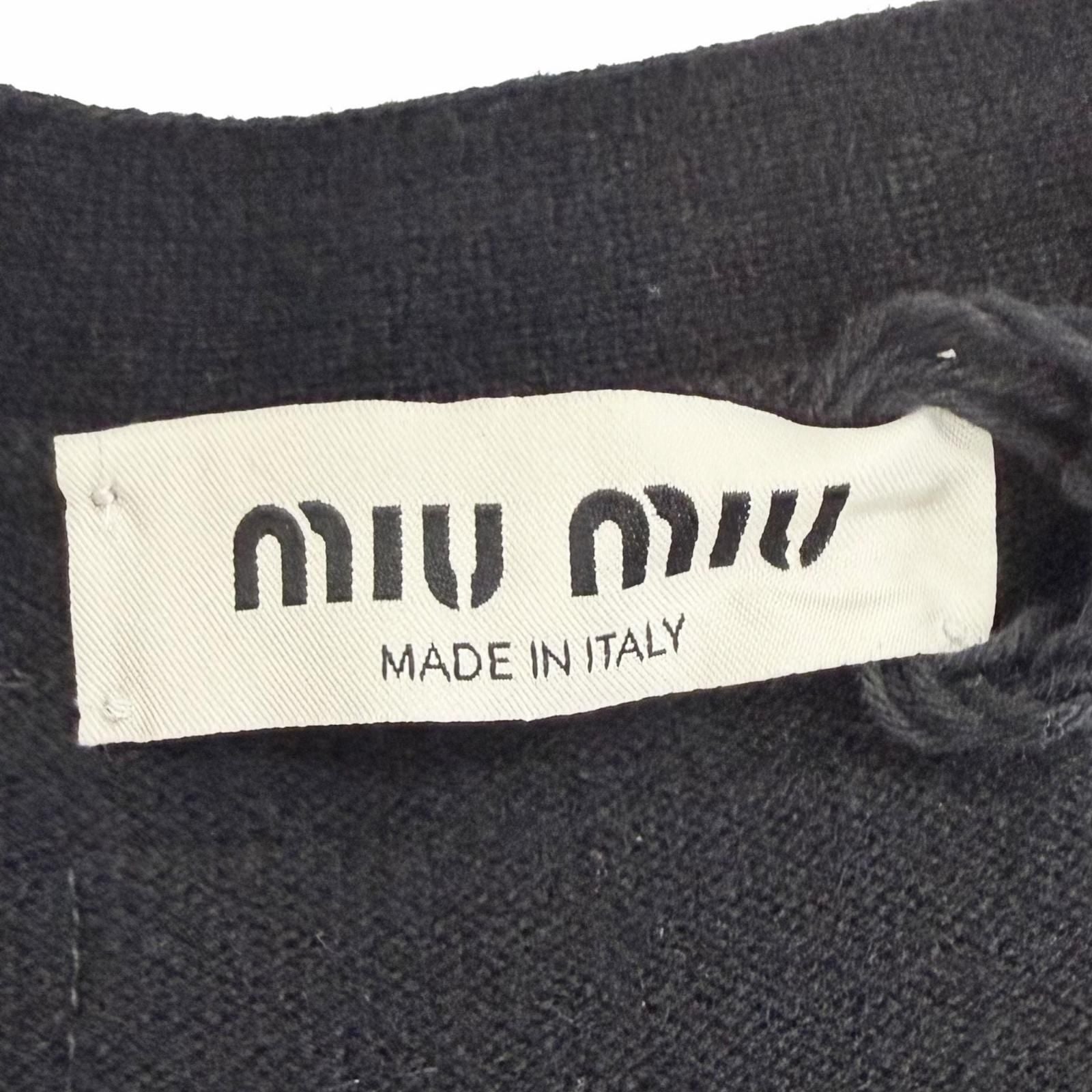 Miu Miu Cashmere Gold Button Neck Long Sleeve Knit Cardigan Black White 38 — view 7