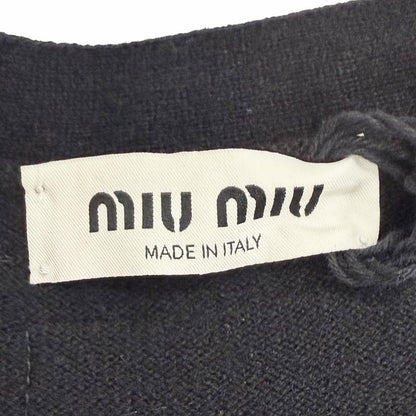 Miu Miu Cashmere Gold Button Neck Long Sleeve Knit Cardigan Black White 38 — view 7