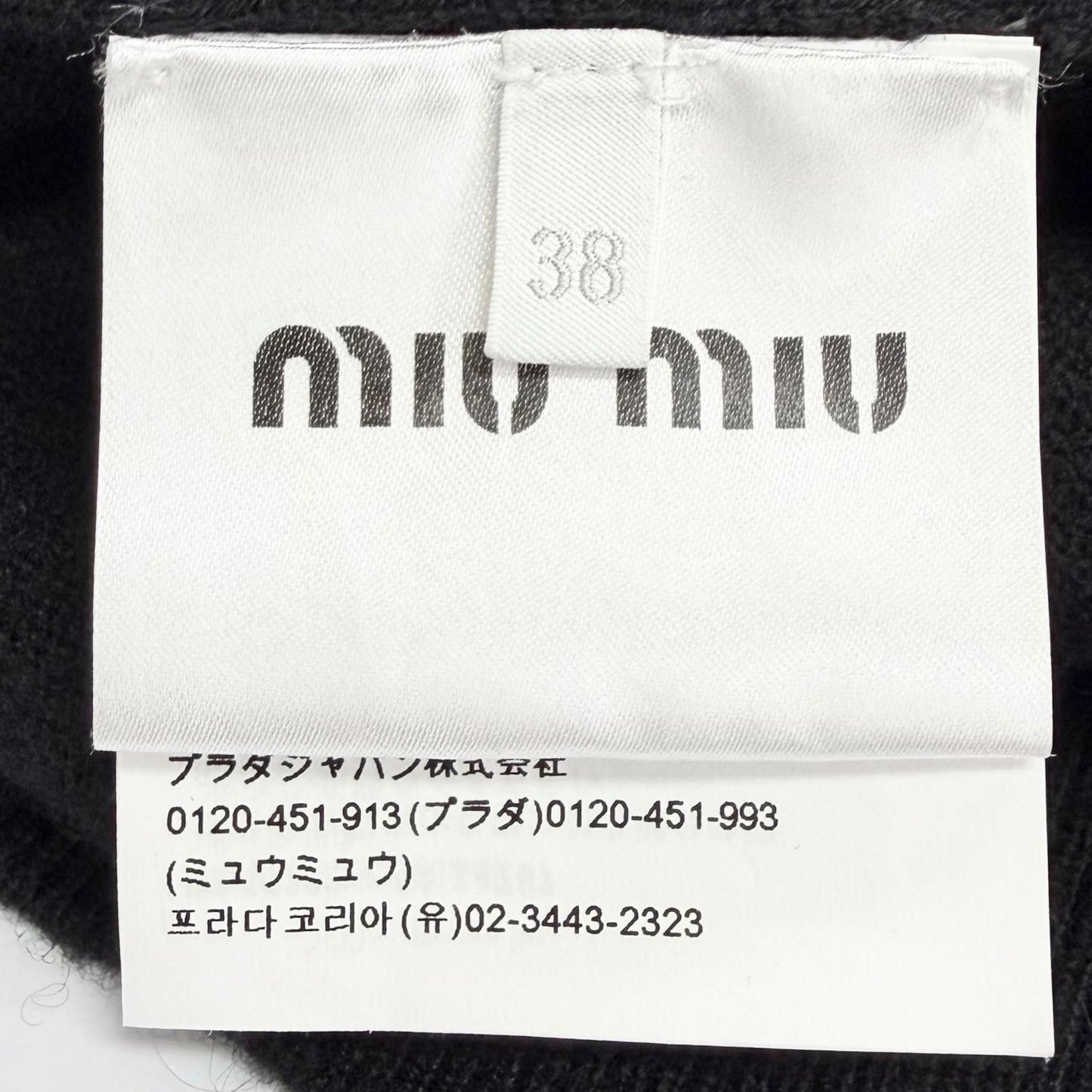 Miu Miu Cashmere Gold Button Neck Long Sleeve Knit Cardigan Black White 38 — view 8