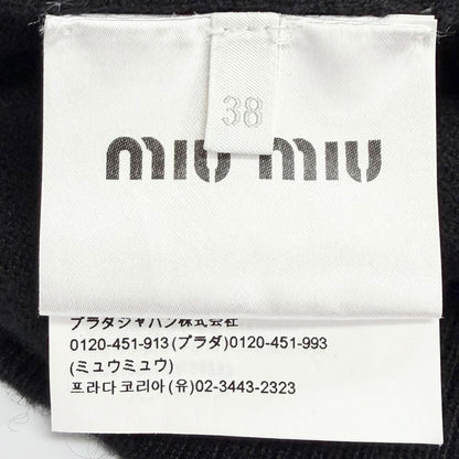 Miu Miu Cashmere Gold Button Neck Long Sleeve Knit Cardigan Black White 38 — view 8
