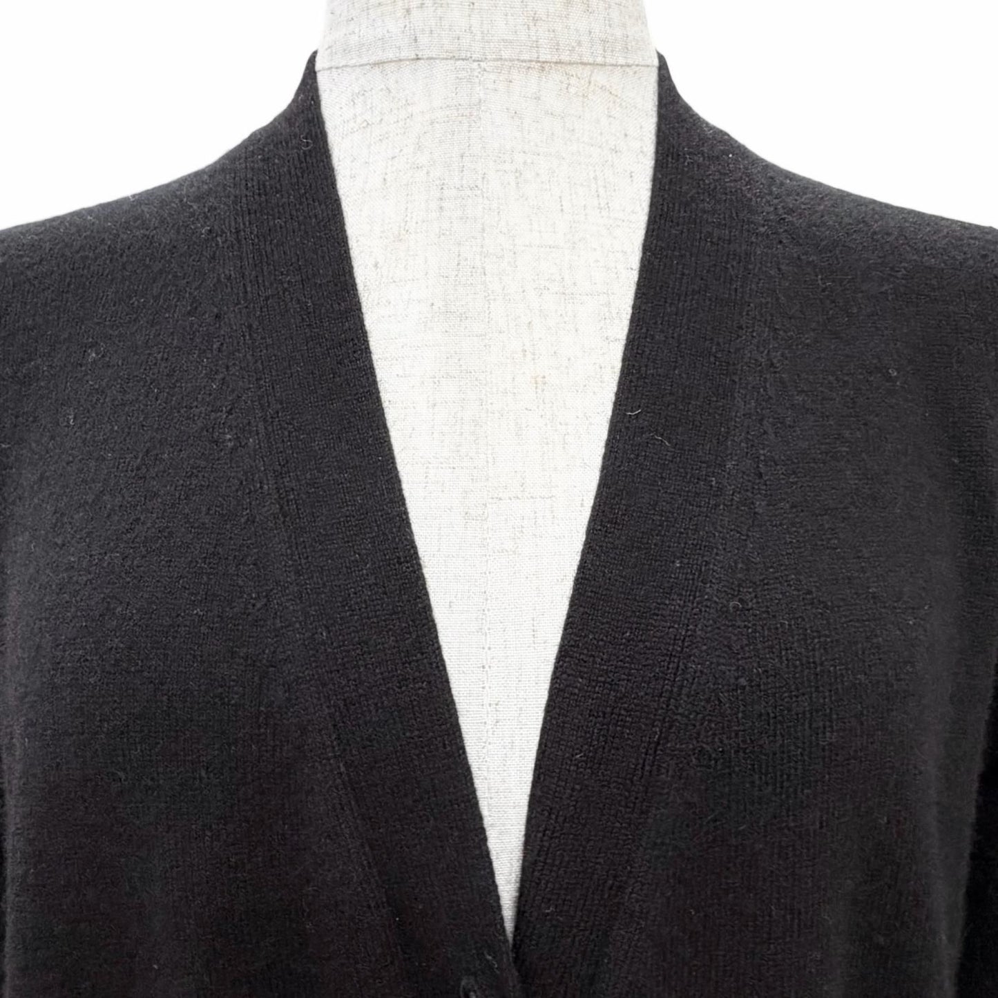 Miu Miu Cashmere Gold Button Neck Long Sleeve Knit Cardigan Black White 38 — view 4