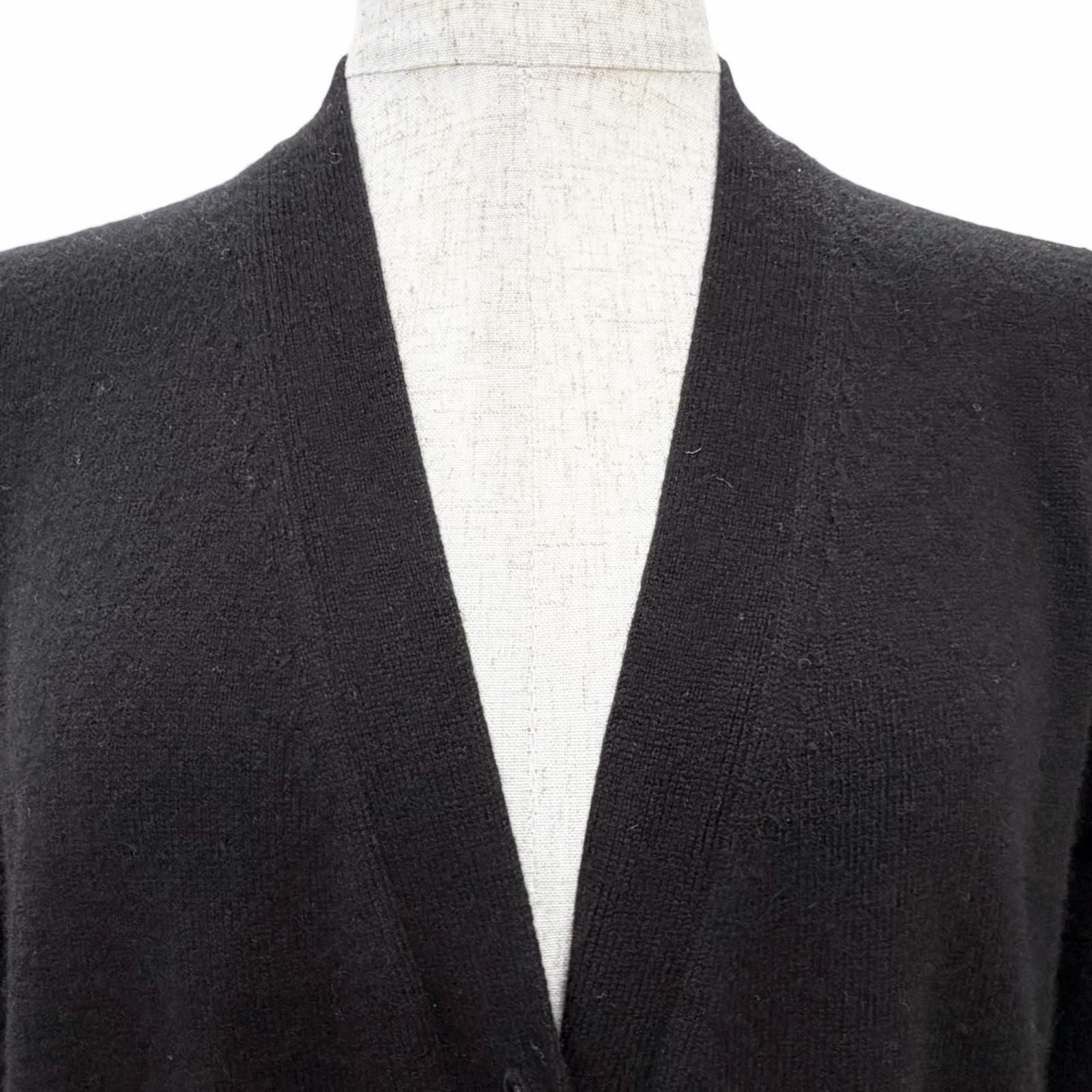 Miu Miu Cashmere Gold Button Neck Long Sleeve Knit Cardigan Black White 38 — view 4