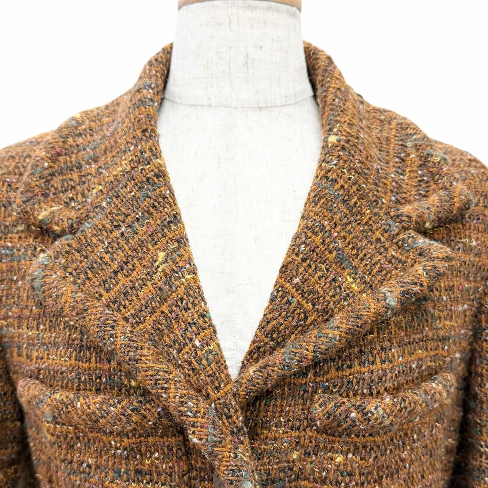 Chanel Vintage Wool CC Logo Button Tweed Skirt Suit Set Brown — view 4