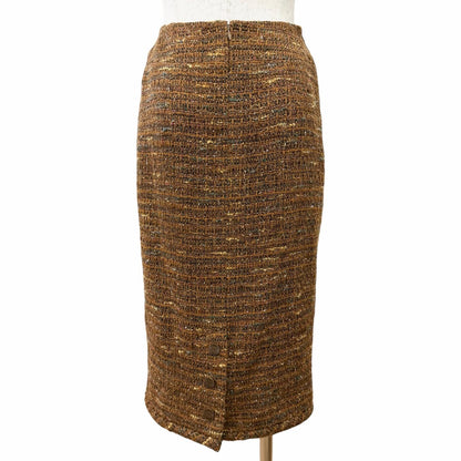 Chanel Vintage Wool CC Logo Button Tweed Skirt Suit Set Brown — view 8