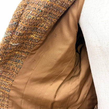 Chanel Vintage Wool CC Logo Button Tweed Skirt Suit Set Brown — view 5