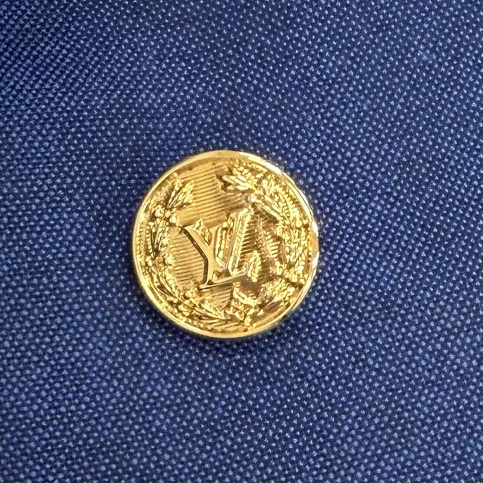 Louis Vuitton Mohair LV Logo Gold Button Double Breasted jacket Navy 36 — view 7