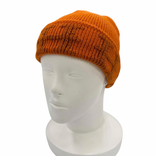Hermes Vintage Cashmere Martin Margiela Era Pattern Knit Beanie Cap Orange ME